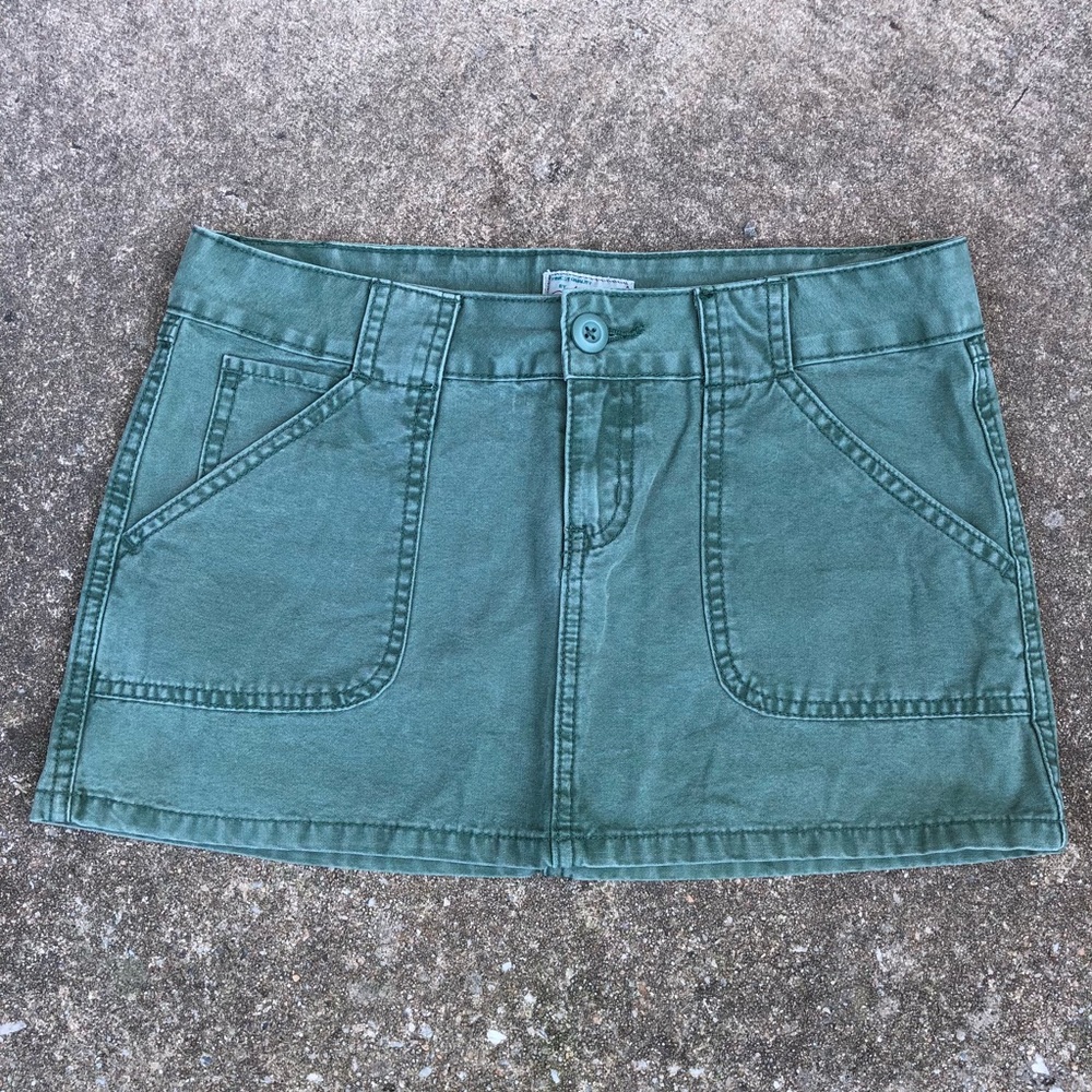 Abercrombie 0 XS GREEN Vintage Jean/ Khaki Skirt